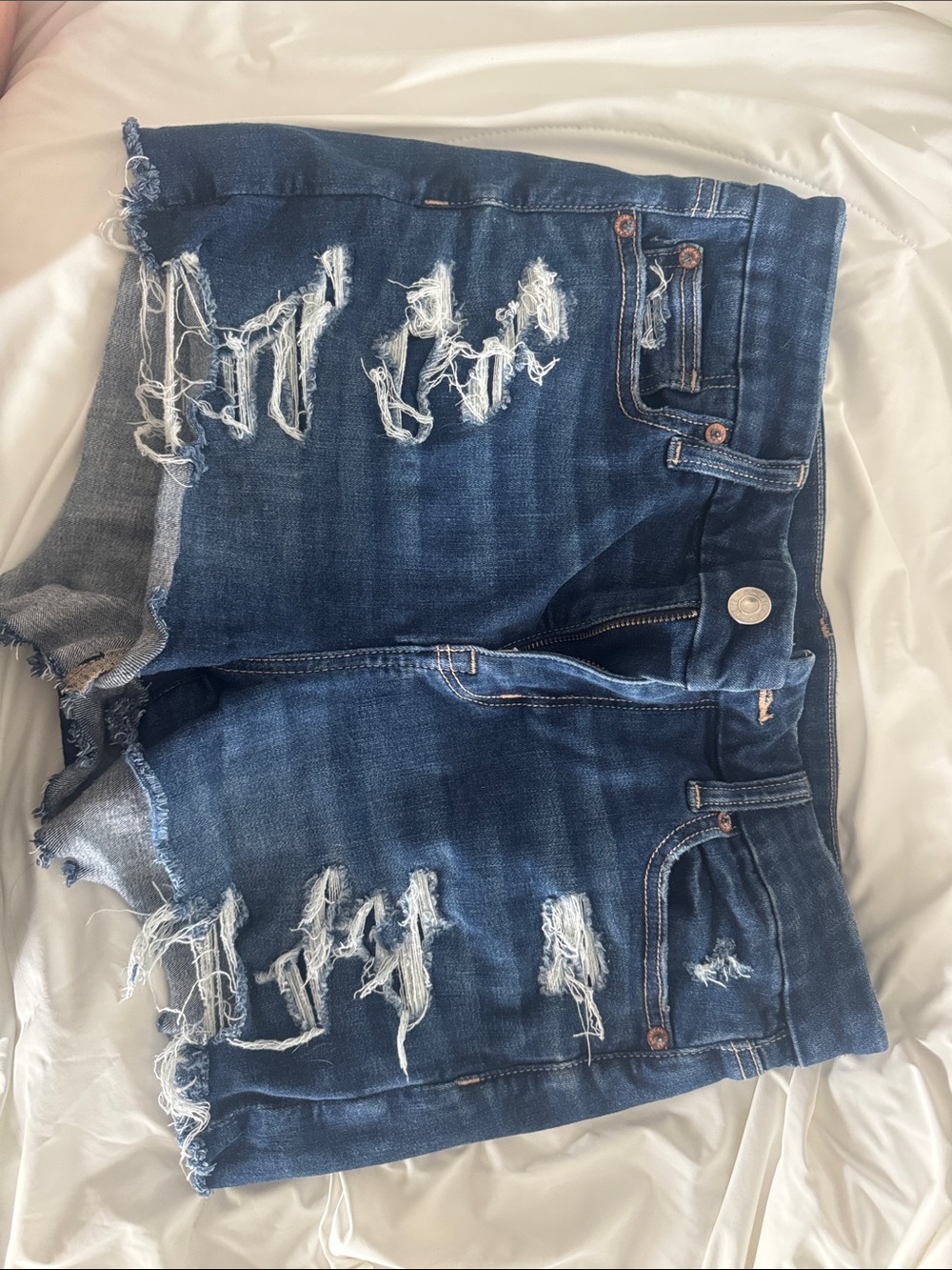 American Eagle Outfitters Distressed Dark Blue Denim Shorts